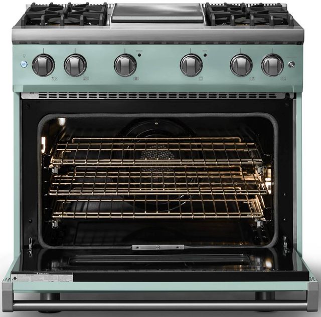 Viking® 5 Series 36" Splash Pro Style Gas (NG) Range with Polished Chrome Trim-1