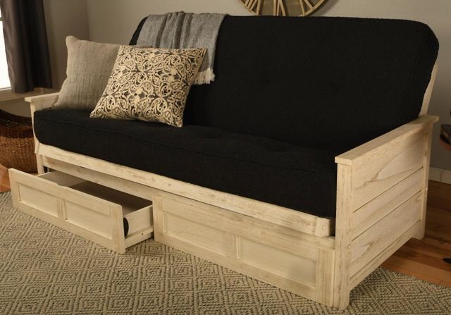 Kodiak Furniture Lexington Canton Black/Weathered White Full Storage Futon with Mattress -1