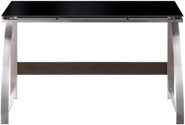 Homelegance® Tioga Glass Top Writing Desk with Brushed Chrome Legs-2