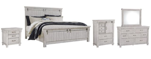 Signature Design by Ashley® Brashland 5-Piece White California King Panel Bed Set-0