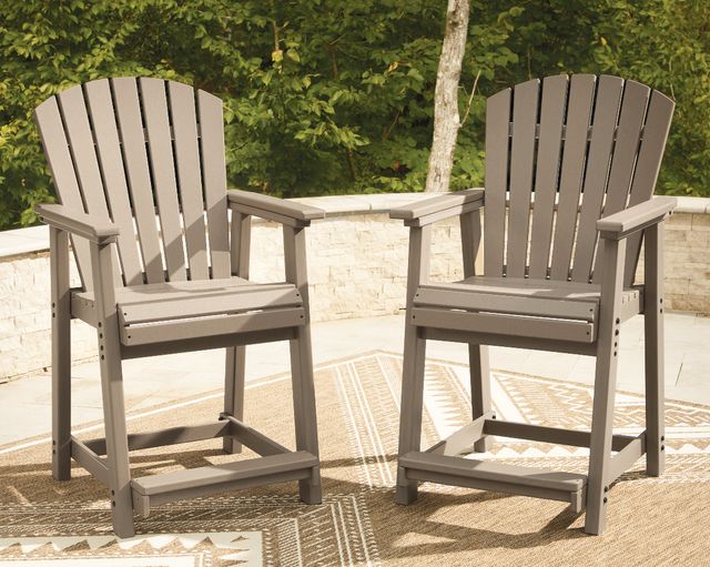 Signature Design by Ashley® Sandy Dune 2-Piece Medium Brown Aluminum/Plastic Outdoor Bar Stool-1