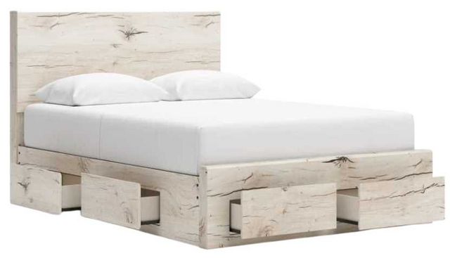 Benchcraft® Lawroy Light Natural 90" Queen Storage Panel Bed-5