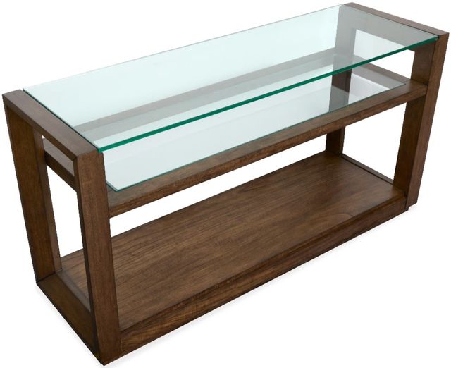 Magnussen Home® Sebastian Cinnamon Rectangular Sofa Table with Glass Top-0