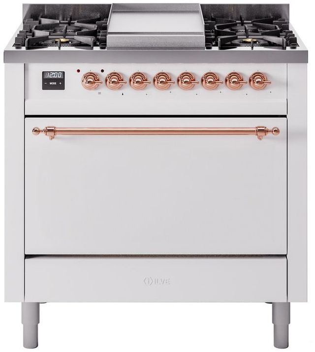 Ilve® Nostalgie II Series 36" White Pro Style Dual Fuel Range-0