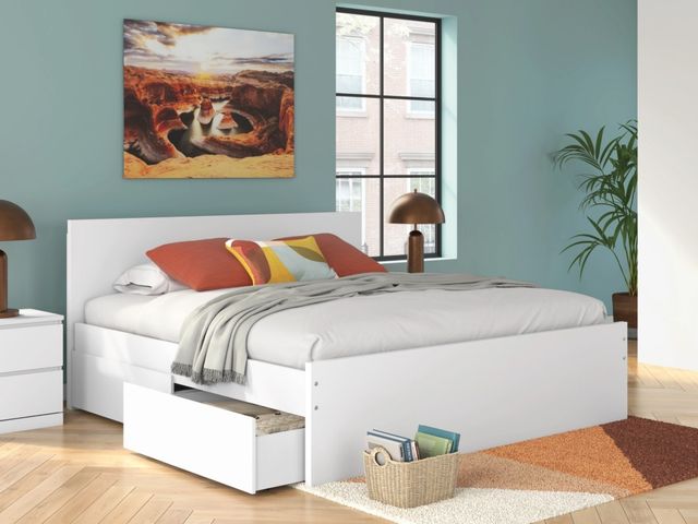 Signature Design by Ashley® Onita White King Panel Platform Bed with Two Side Storage-3