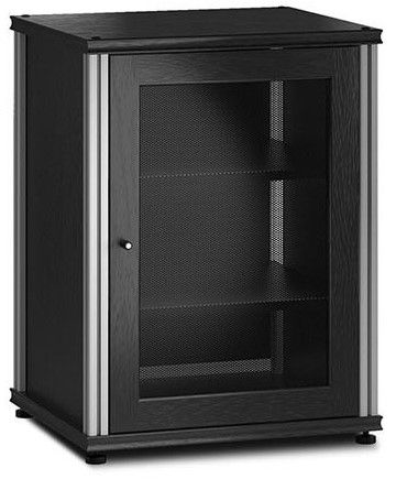 Salamander Designs® Synergy System Black Oak 1-Door AV Cabinet with Aluminum Post-0