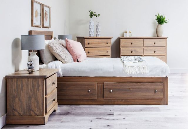 Mako Wood Furniture Youth Collection Pine Queen Mate's Storage Bed-3