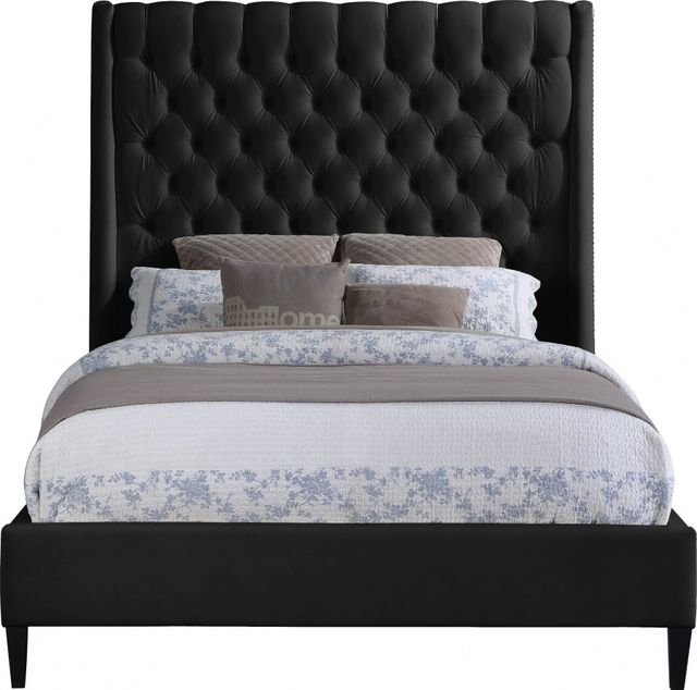Meridian Furniture Fritz Black Velvet King Bed-1