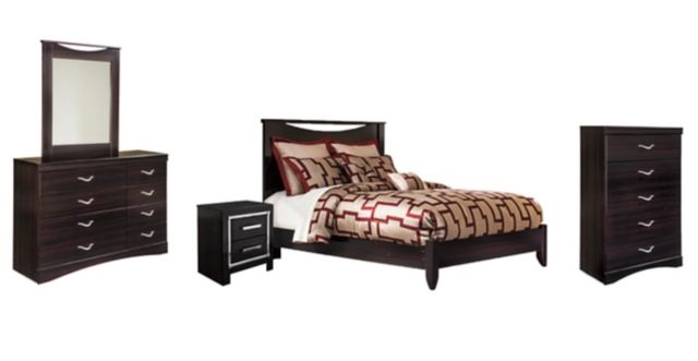 Signature Design by Ashley® Zanbury 5-Piece Merlot Queen Panel Bed Set-0