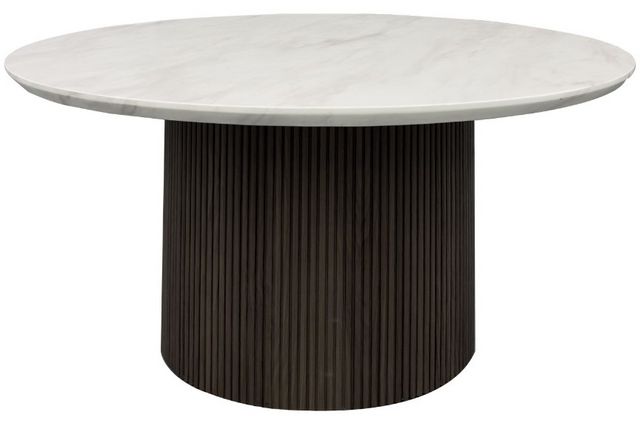 Elements International Sylvie White Coffee Table with Dark Brown Base