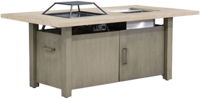 Furniture of America® Bordeaux Brown Aluminum Outdoor Dining Table with Fire Pit and Cooler-0
