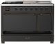 Ilve® Majestic III 48" Graphite Matte Pro Style Dual Fuel Liquid Propane Range with French Top and Burnished Trim-2