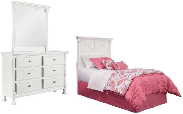 Signature Design by Ashley® Kaslyn 3-Piece White Twin Panel Headboard Bed Set-0