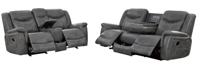 Coaster® Conrad 2-Piece Gray Manual Reclining Living Room Set-4