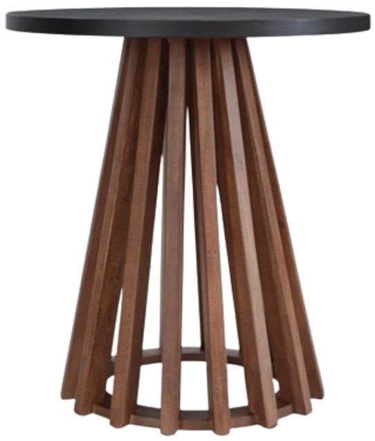 Signature Design by Ashley® Kallari Black Round End Table with Warm Brown Base-1