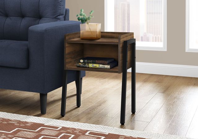 Monarch Specialties Inc. Reclaimed Wood 23"H Black Metal Accent Table-1