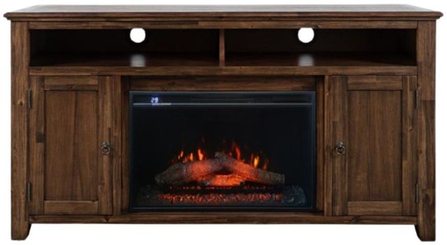 Jofran Inc. Asbury Bakersfield Brown Fireplace with Logset-2