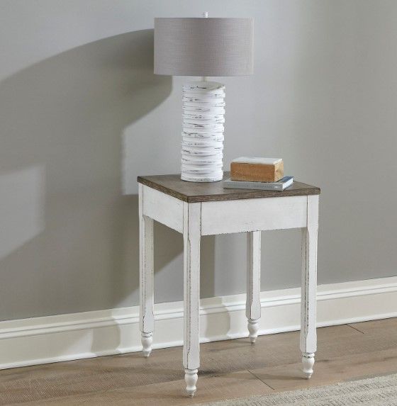 Liberty Furniture Magnolia Manor Weathered Bark Corner Filler with Antique White Base-1