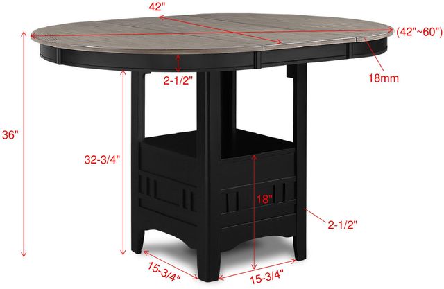 Crown Mark Hartwell Black/Light Gray Counter Table-2