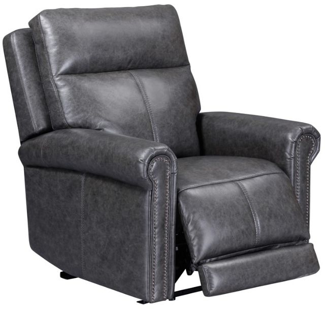 Flexsteel® Alexander Weathered Gray Leather Power Recliner with Power Headrest and Lumbar-3
