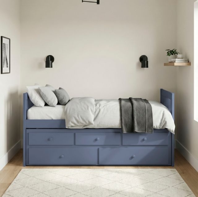 Homelegance® Nora Blue Twin/Twin Trundle Bed-1
