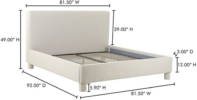 Moe's Home Collection Ichigo Light Grey Queen Bed-2
