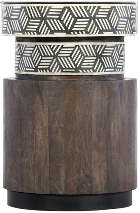 Hooker® Furniture Commerce and Market Vector Black Side Table with Black/Natural Dark Wood Base-0