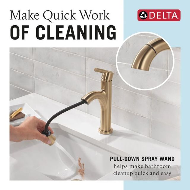 Delta Nicoli® Champagne Bronze Single Handle Arched Pull-Down Bathroom Faucet-3
