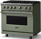 Viking® 5 Series 36" Eucalyptus Pro Style Gas (LP) Range with Brushed Brass Trim-2