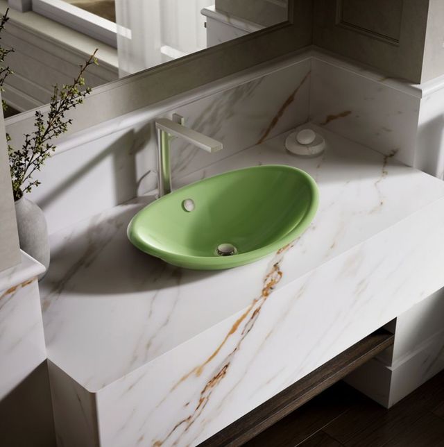 Kohler Iron Plains® Fresh Green 20.75" Oval Vessel Bathroom Sink-2