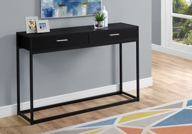 Monarch Specialties Inc. Black 48"L Two Drawers Metal Hall Console Table-1
