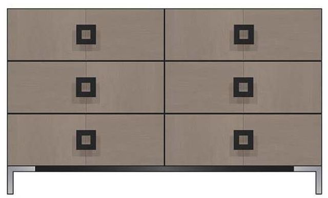 Country View Woodworking Customizable American Modern 56" Square Black 6-Drawer Metal Legs Dresser-0
