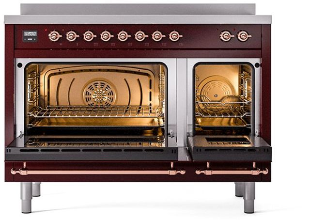 Ilve® Nostalgie II Series 48" Burgundy Pro Style Induction Range-2
