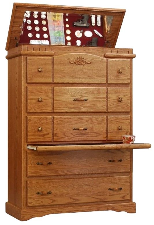 Wolfcraft Furniture Vintage Brown 5-Drawer Flip Chest with Pull Tray-0