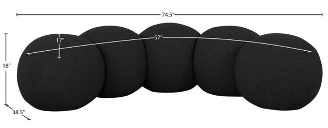 Meridian Furniture Apollo Black 75" Boucle Fabric Upholstered Bench-4