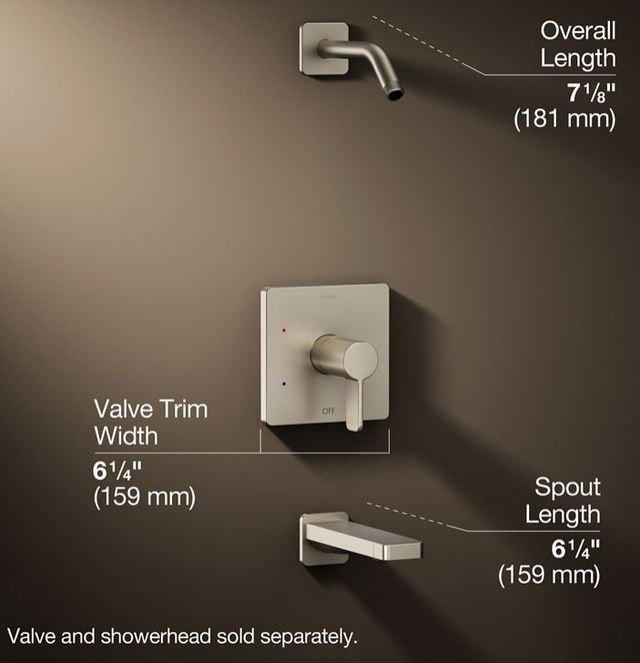 KOHLER® Parallel® Rite-Temp® Vibrant Brushed Nickel Bath and Shower Trim Kit-2