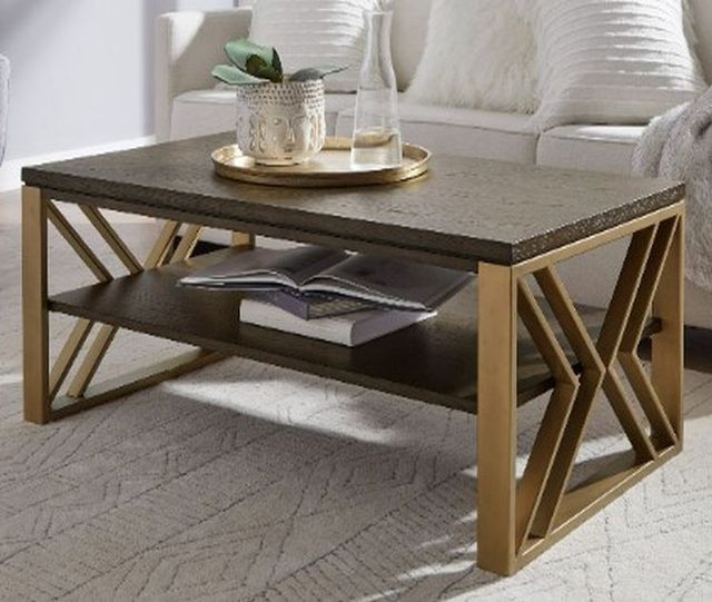 Null Furniture 1321 Brass/Cocoa Large Rectangular Cocktail-0