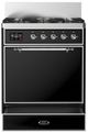 Ilve® Majestic III 30" Glossy Black Pro Style Dual Fuel Liquid Propane Range with 5 Black Brass Burners and Chrome Trim-2