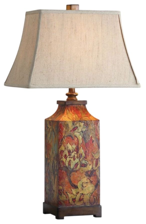 Uttermost® Colorful Flowers Burnished Walnut Table Lamp-0