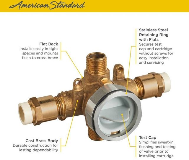 American Standard Flash® Shower Rough-In Valve with CPVC Inlets/Universal Outlets-3