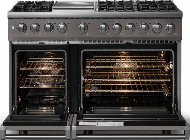 Viking® 5 Series 48" Damascus Gray Pro Style Dual Fuel (LP) Range with Polished Chrome Trim-1