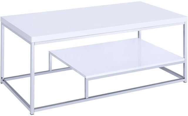 Steve Silver Co. Lucia White Cocktail Table with Chrome Base-0