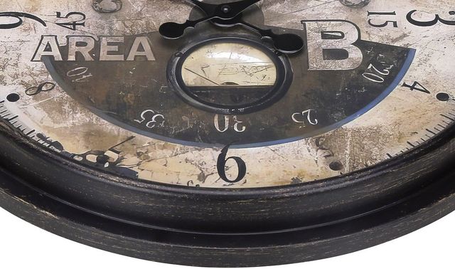 Monarch Specialties Inc. Antique Brown 20" Round Wall Clock with Standard Numbers on Distressed Brow-1