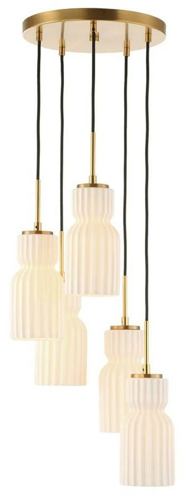 Uttermost® Vanier Warm Brass/White 5-Light Cluster Pendant-0