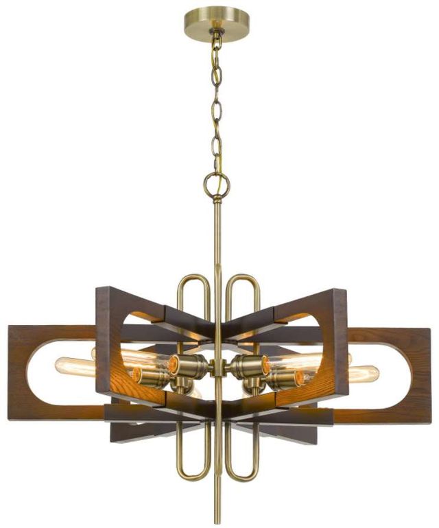 Cal® Lighting & Accessories Sneek Antique Brass/Brown Chandelier-1