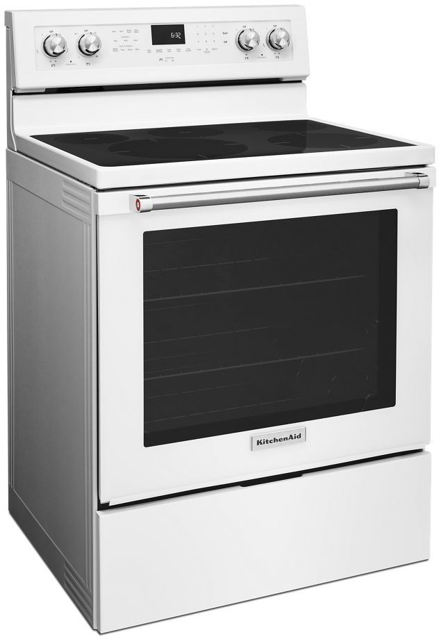 KitchenAid® 30" White Freestanding Electric Convection Range-2