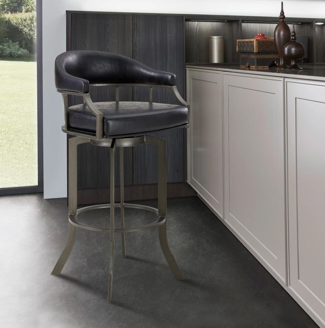 Armen Living Shelly 3-Piece Black Brushed/Brown Counter Stool Set-3