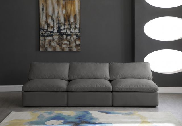 Meridian Furniture Plush Grey Velvet Standard Cloud Modular Sofa-3