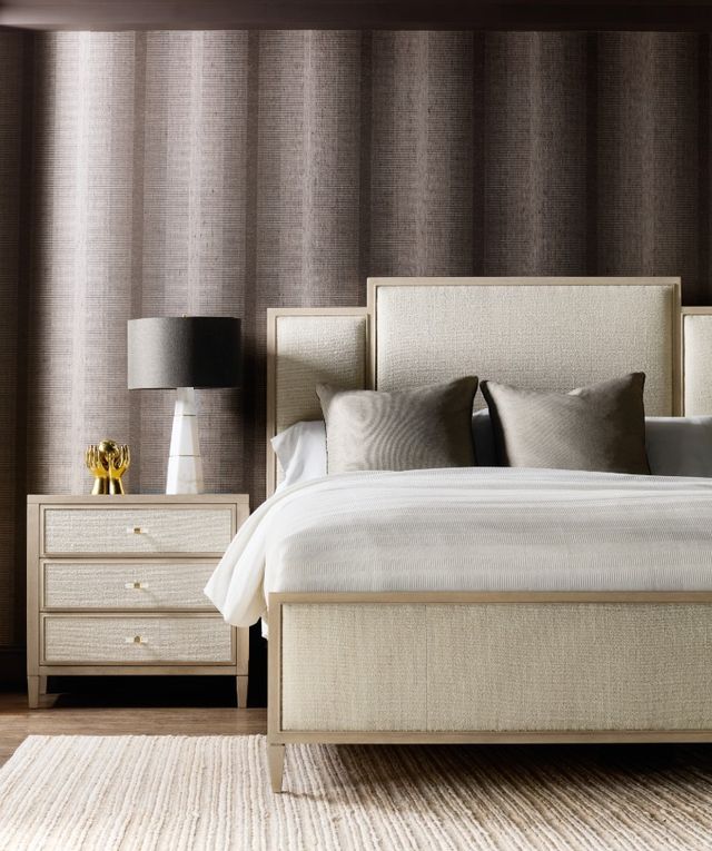 Hooker® Furniture Melange Be My Guest Polished Limestone/Randall Sea Salt King Panel Bed-1