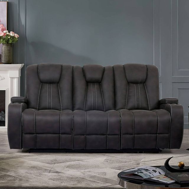 Furniture of America® Amirah 2-Piece Dark Gray Living Room Set-1